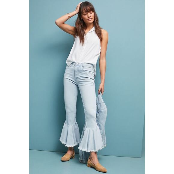 Citizens of Humanity Drew Flounce High Rise jeans size 27 dark wash crop ruffles - Picture 2 of 11